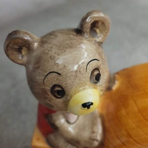 Vintage Ceramic Bear Mantle Table Clock Made In Japan - Picture 3 of 11